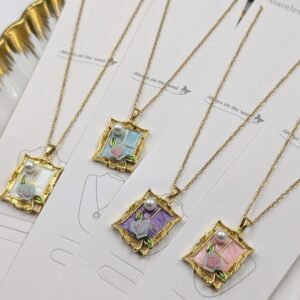 Home Golden Window Pendent Necklace (1 Piece)