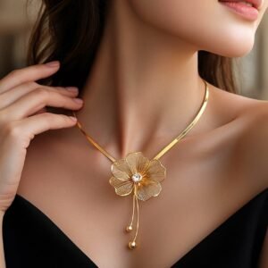 Home flower herringbone necklace